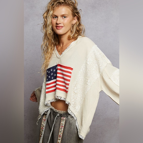 POL Americana Flag Oversized Slouchey Shirt, NWOT, Size M - Picture 2 of 7